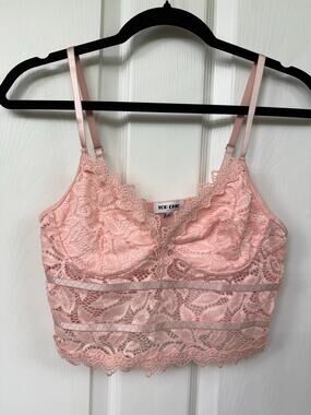 Top Chic Blush Pink Lace Bralette Crop Cami Medium